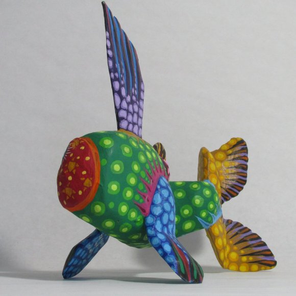 Zeny Fuentes Y Reyna Alebrije Wood Hand Carved/Painted Fish from Oaxaca Mexico - Picture 12 of 15